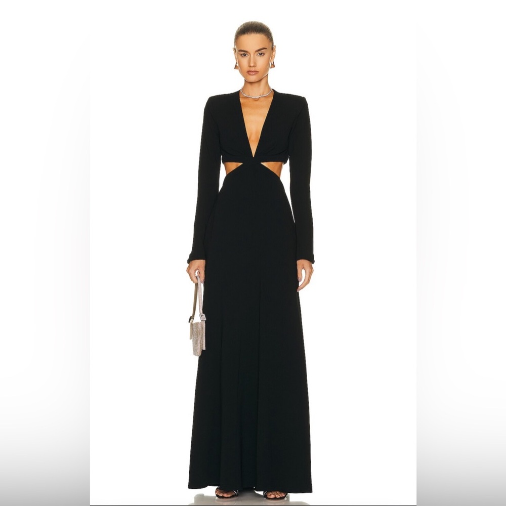 A.L.C Issa Cutout Long Sleeve Gown, Black, 6